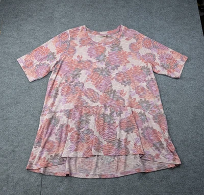 Logo Lori Goldstein Tunic Top Womens 2X Floral Comfort Slinky Retro Mod Feminine - Image 1 of 4