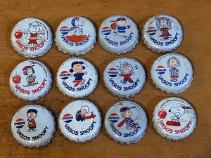 PEANUTS Charlie Brown Snoopy Linus Lucy 1988 MEXICO PEPSI BOTTLE CAPS - Picture 1 of 14