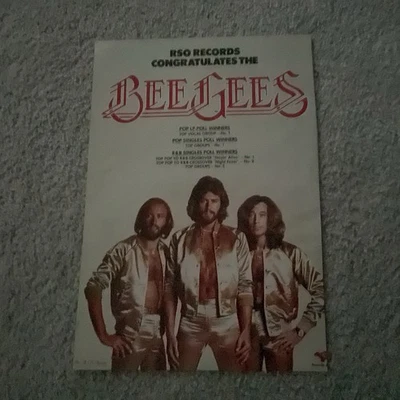 BEE GEES 1978 RSO RECORDS CONGRATULATES BARRY GIBB ORIGINAL POSTER TYPE AD - Image 1 of 3