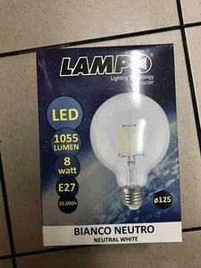 Lampo FLGL125E27BN Lampada Led Globo Filo Led E27 230V 8W 4000K - Foto 1 di 3