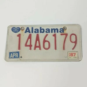 ALABAMA HEART OF DIXIE LICENSE PLATE FEB 1987 14A6179 AL EXPIRED - Picture 1 of 8