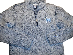 Maglione pile GOAT USA sherpa 1/4 zip uomo M ghiacciaio blu ghiaccio logo Embordere - Foto 1 di 5