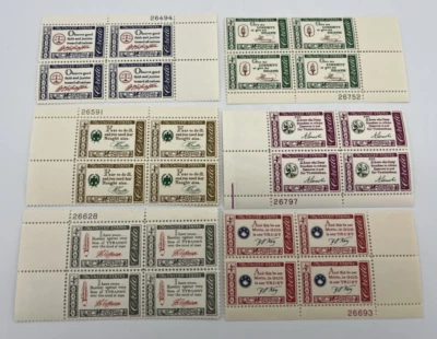 US 1960-1961 American Credo Plate Block Set of 6 Scott # 1139-1144 MNH OG - Image 1 of 4