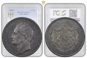 Alemania, Hesse Darmstadt, Luis II, 2 táleros 1844, graduación profesional AU 53 - Imagen 1 de 8