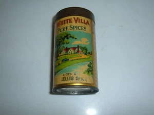 Vintage "WHITE VILLA" Pickling Spice 2oz Tin Cincinnati/Dayton, OH - Picture 1 of 6