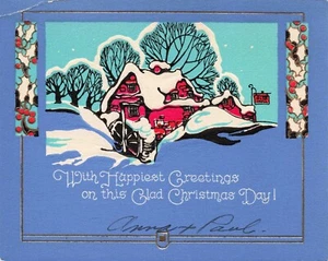"With the Happiest Greetings on this Glad Christmas Day" Vintage Card - Picture 1 of 2