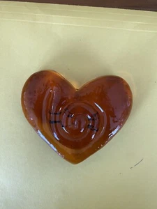 Kitras Art Glass Amber Heart - Picture 1 of 2