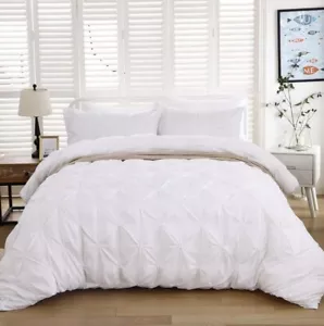 2 Pcs Single Pinch Quilt Cover Pinch Pleat Bedding Duvet Cover 135x200cm Microfi - Picture 1 of 8
