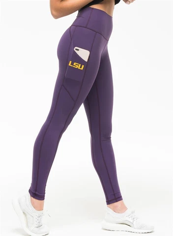 Ladies LSU Tigers Louisiana State iLeggings Yoga Pants by Kadyluxe Cover