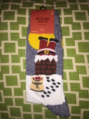 NUEVO par de CALCETINES MUSSIMO NAVIDAD VACACIONES TRIPULACIÓN Talla 6-12 Chimenea SANTA CLAUSE Foto 1 de 4