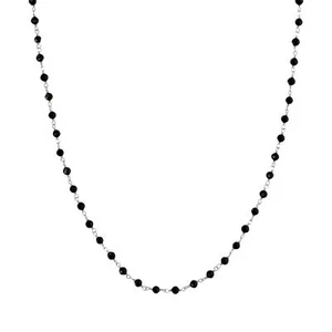 Collana Rosario Lunga con Pietra Naturale Spinello Nero in Argento 925 placcato - Foto 1 di 5