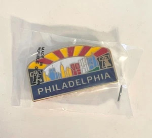 Vintage Philadelphia PA Rainbow Skyline Liberty Bell Souvenir Magnet Taiwan - Picture 1 of 4
