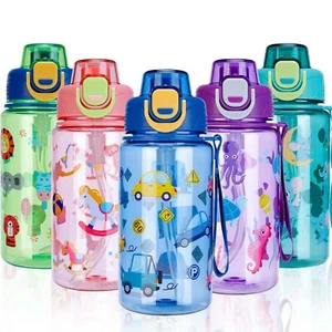 600ml Leakproof Water Bottles With Straw Sport Bottle Drinks Water Cup for Kids - Picture 1 of 12