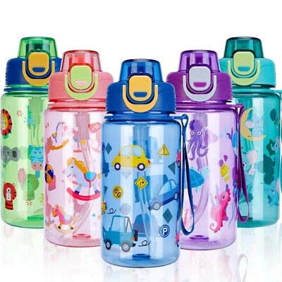 600ml Leakproof Water Bottles With Straw Sport Bottle Drinks Water Cup for Kids - Image 1 of 4