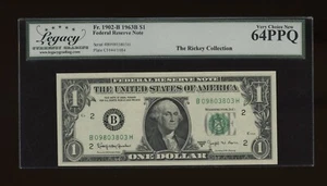 DBR 1963-B $1 FRN New York Barr Fr. 1902-B Legacy 64 PPQ Serial B09803803H - Picture 1 of 2