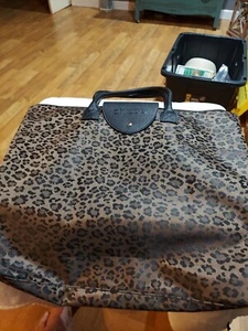 CHICO'S Black Leopard Animal Print Tote Bag Purse X Large Carry-on Overnighter - Picture 1 of 5