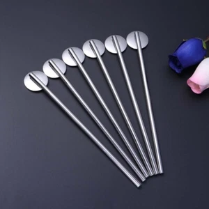 6 Pcs/Pack Stainless Steel Mixing Spoons Reusable Bar Spoon Straw - Picture 1 of 11