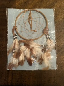 9” NEW Dream Catcher Native American Feathers & Beads - Brown - Picture 1 of 5