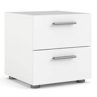 Mesita de noche Tvilum 15,75" W X 16,65" H, material de tablero de partículas de 2 cajones en blanco Foto 1 de 4