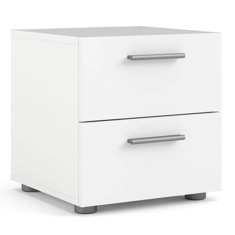 Mesita de noche Tvilum 15,75" W X 16,65" H, material de tablero de partículas de 2 cajones en blanco Foto 1 de 4