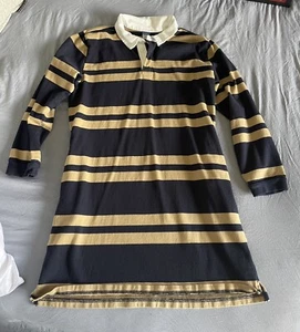 Old Navy Girls Size 18 XXL Plus Beige Navy Striped Collared Dress - Picture 1 of 2