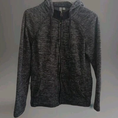 Chaqueta para mujer Green Tea grande gris negra bolsillos con capucha cordón cremallera poliéster Foto 1 de 4