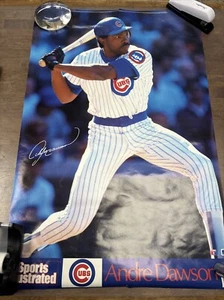 Poster illustrato sportivo vintage Andre Dawson - Chicago Cubs - Foto 1 di 9