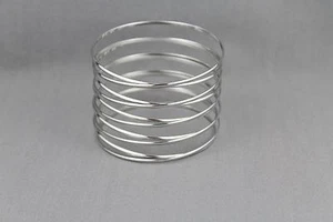 Silver spiral bracelet coil spring stacked style metal bangle cuff wide bracelet - Picture 1 of 5