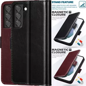 For Samsung Note20 S24 S23 S22 S21 S20 Magnetic Leather Wallet Flip Case Cover - Picture 1 of 27