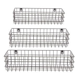 3 Pcs Black Wall Mounted Wire Baskets, Hanging Organizers for Kitchen Storage