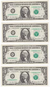 FIVE CONSECUTIVE $1 1977A (( CHOICE CU )) FEDERAL RESERVE NOTES - Picture 1 of 4