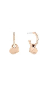 Tommy Hilfiger Women's Jewelry - Stainless Steel Heart Hoop Earrings with Sparkl - Picture 1 of 1