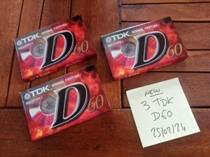 neuf  blister new Lot 3 k7 Cassettes Audio TDK D 60 TYPE 1 free port - Photo 1 sur 1