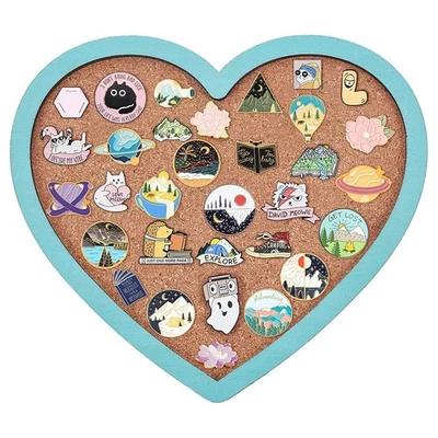 Heart Pin Cork Board, Bulletin Display Board Wall Mounted Cork Board with Lig... - Image 1 of 4