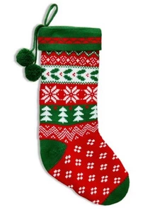 Fair Isle CHRISTMAS Stocking SNOWFLAKE nordic knit HOLIDAY Time retro NEW - Picture 1 of 6