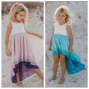 Oopsie Daisy Girl's Blue Hi-Low Dress Size 12 NWT Vacation Ctuise - Picture 1 of 8