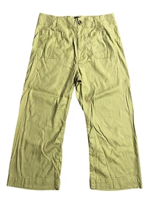 Pantalone donna Maeve Anthropologie 34 verde The Colette misto lino gamba larga crop - Foto 1 di 10