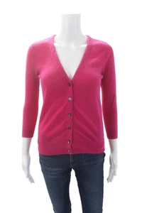 Cárdigan suéter rosa con botones cuello en V de cachemir Vince para mujer talla S - Imagen 1 de 7