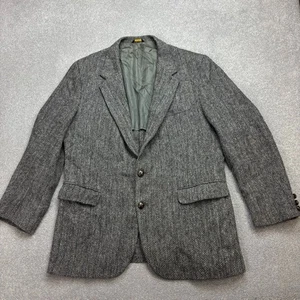 Harris Tweed Jacket Adult 44R Grey Country Hunting Outdoor Weave Blazer Men* - Picture 1 of 17