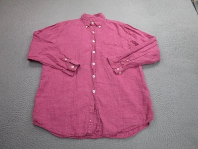 J Peterman Company Shirt Mens Medium Pink 100% Linen Button Down Long Sleeve - Image 1 of 4