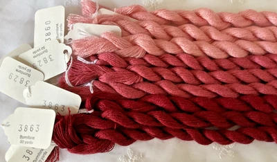 Sarah Bennett Needlepoint Embroidery Thread  Burmilana Lot of 9 Red Pinks New - Image 1 of 2