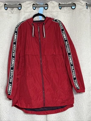 Tommy Hilfiger Mujer Chaqueta de Lluvia Roja con Capucha-Talla XXL Foto 1 de 4