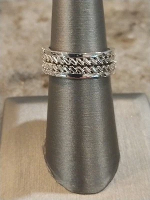 Anillos apilables de diamantes naturales en plata plateada/esterlina (talla 7), 0,50 quilates Foto 1 de 4