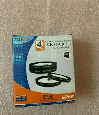 Zeikos 4 Lens close-up 52mm Canon +1 +2 +4 +10 item # ZE-CU452 - Image 1 of 4
