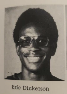 NFL HOF ERIC DICKERSON HIGH SCHOOL YEARBOOK FRESH YR LA RAMS COLTS SMU MUSTANGS - Picture 1 of 4