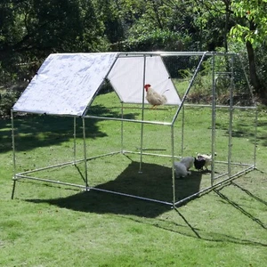 10x10ft Chicken Coop Run Cage Metal Hen House Playpen Enclosures w/Roosting Rack - Picture 1 of 21