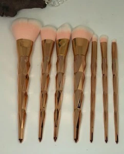 7 Pc Professional Multipurpose Makeup Brush Set - Rose Gold - New - Picture 1 of 7