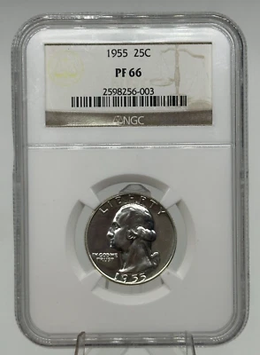 1955 Proof Washington Silver Quarter 25C NGC PF66 - Image 1 of 4
