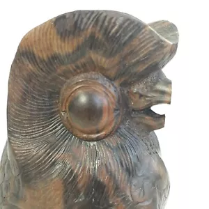 MCM Gufo intagliato a mano figura in legno arte popolare intricato vintage 5 pollici - Foto 1 di 13