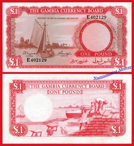 GAMBIA CURRENCY BOARD 1 Pound 1965 Pick 2 SC- / aUNC - Imagen 1 de 1
